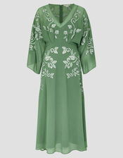 Hannah Embroidered Tea Dress, Green (GREEN), large