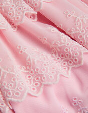 Floral Embroidered Tiered Disco Dress, Pink (PINK), large