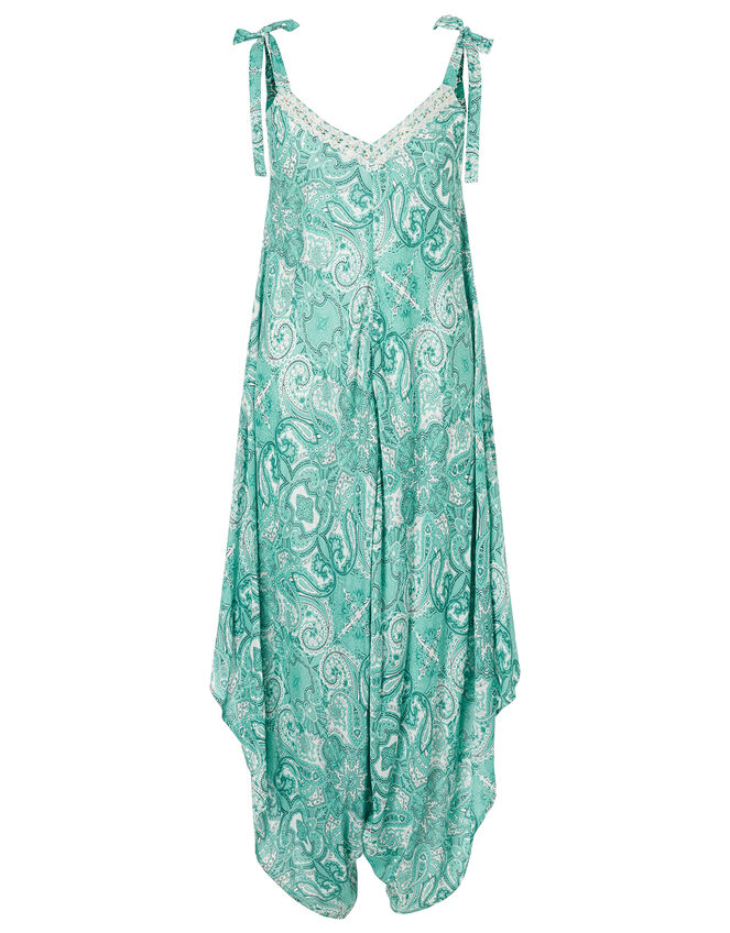 Paisley Print Romper in LENZING™ ECOVERO™, Green (GREEN), large