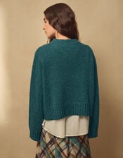 East Zoya Crew Neck Cardigan, Teal (TEAL), large