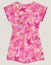 Birds Of Paradise Short Sleeve Romper, Pink (PINK), large