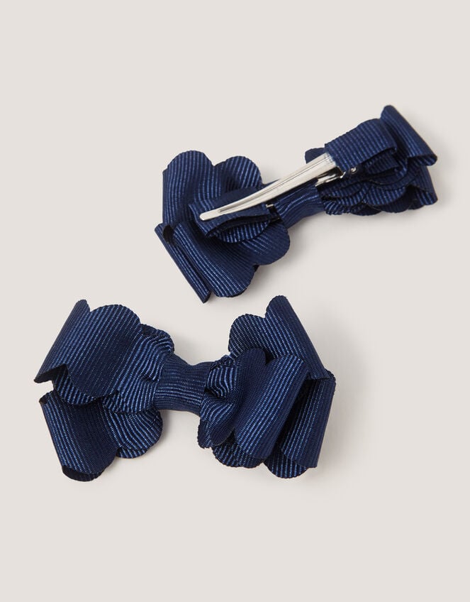 2-Pack School Scallop Bow Hair Clips, Blue (NAVY), large