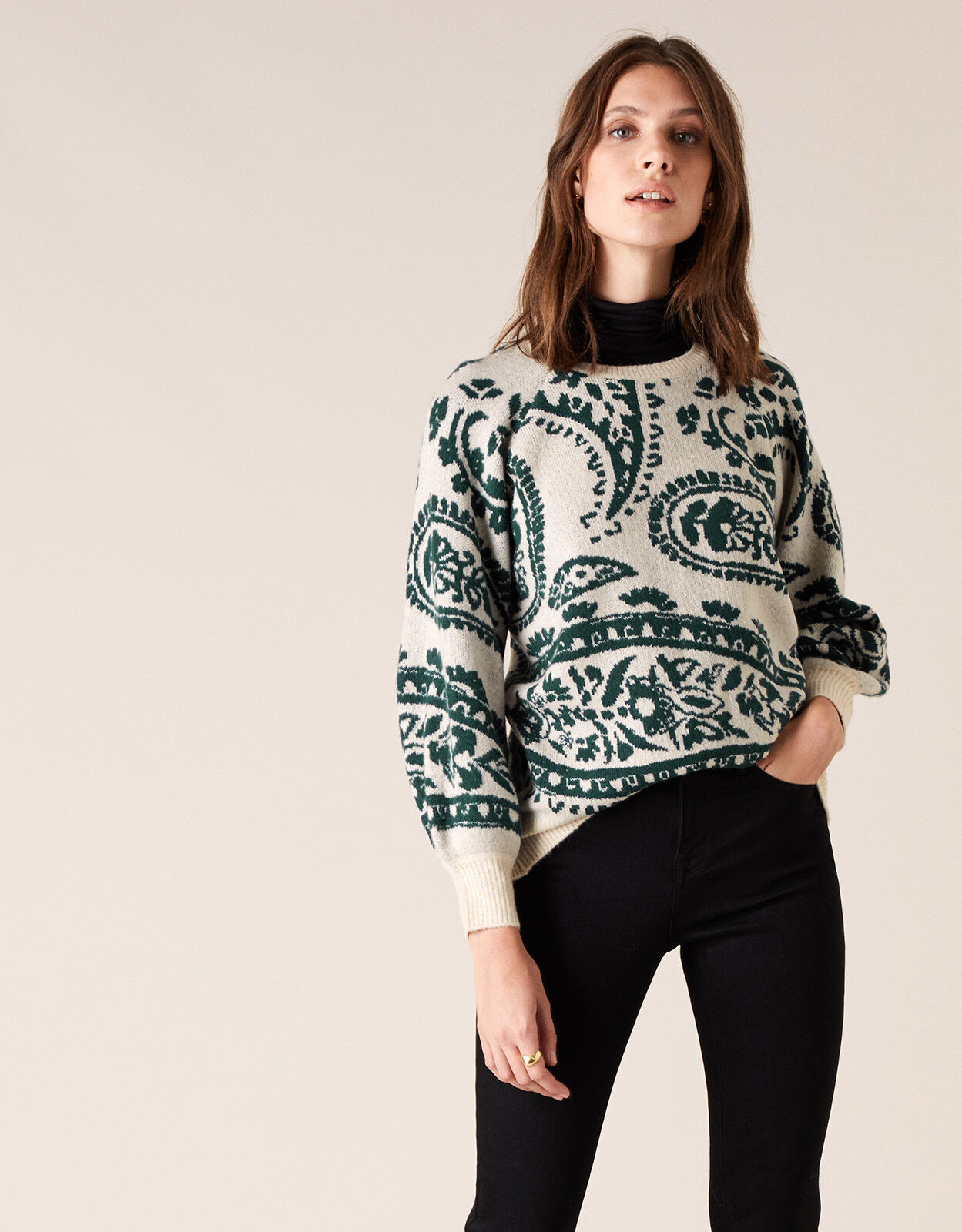 Paisley Jacquard Jumper Cream Jumpers Monsoon ROI