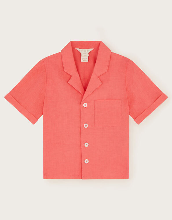Relaxed Linen Shirt, Orange (CORAL), large