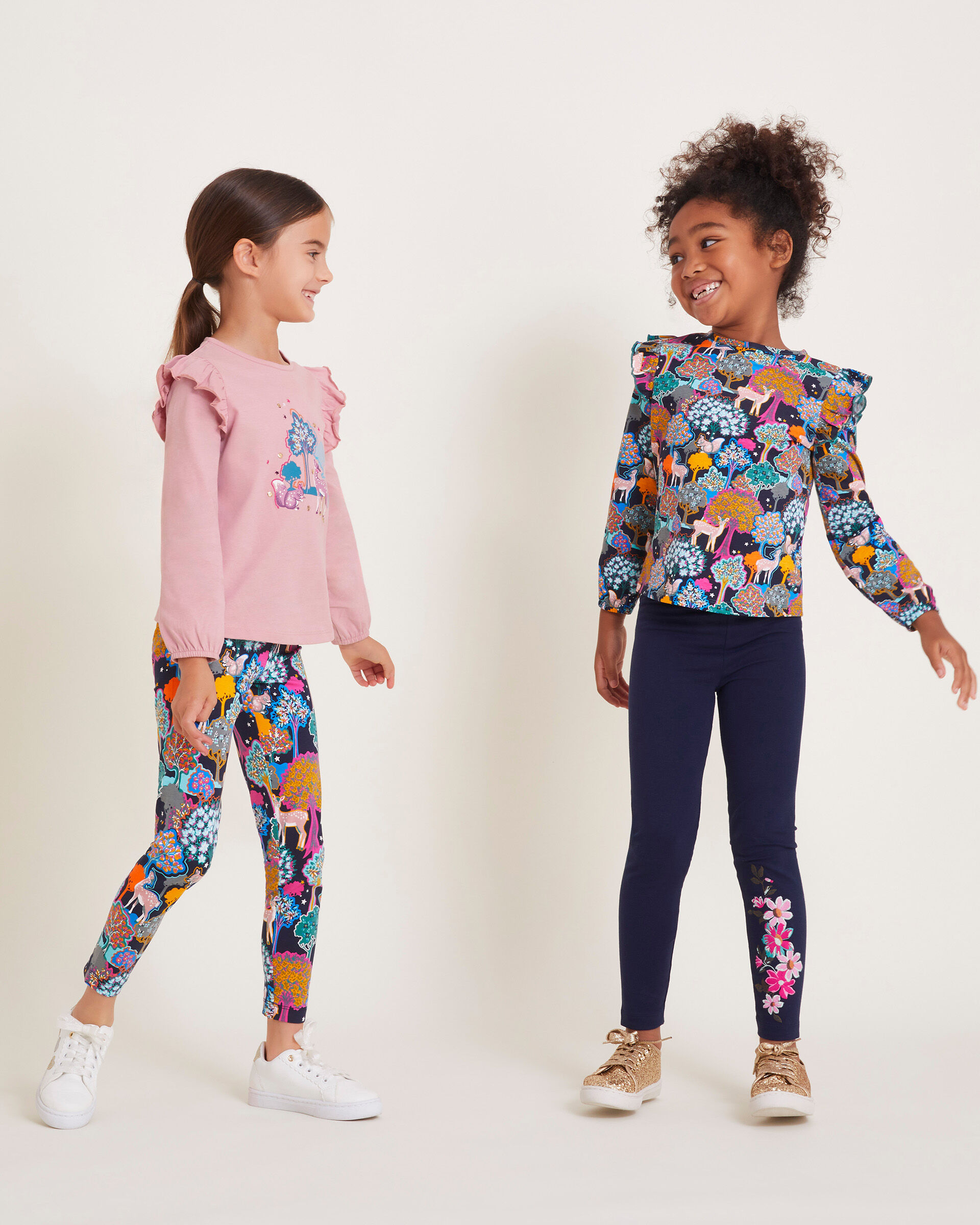 2 Pack Woodland Print Leggings Blue Girls Trousers Shorts Monsoon Global