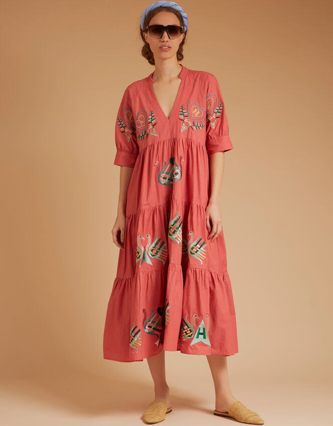 Tallulah and Hop Juliet Long Embroidered Dress, Pink (PINK), large