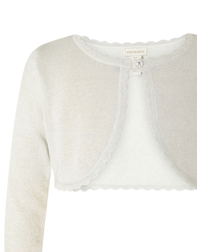 Niamh Shimmer Crop Cardigan, Silver (SILVER), large