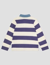 Stripe Long Sleeve Rugby Shirt, Blue (BLUE), large