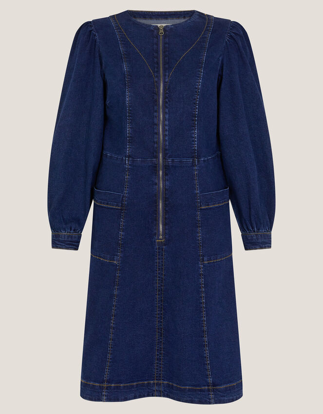 Katlyn Zip Denim Mini Dress, Blue (MID AUTHENTIC BLUE), large