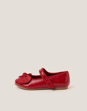 Bow Patent Strap Ballet Flats, Red (RED), large