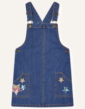 Star Denim Pinny Dress, Blue (BLUE), large