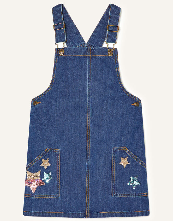 Star Denim Pinny Dress, Blue (BLUE), large
