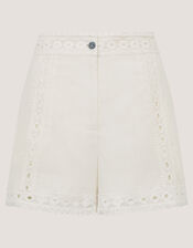 Irina Lace Trim Shorts, White (WHITE), large