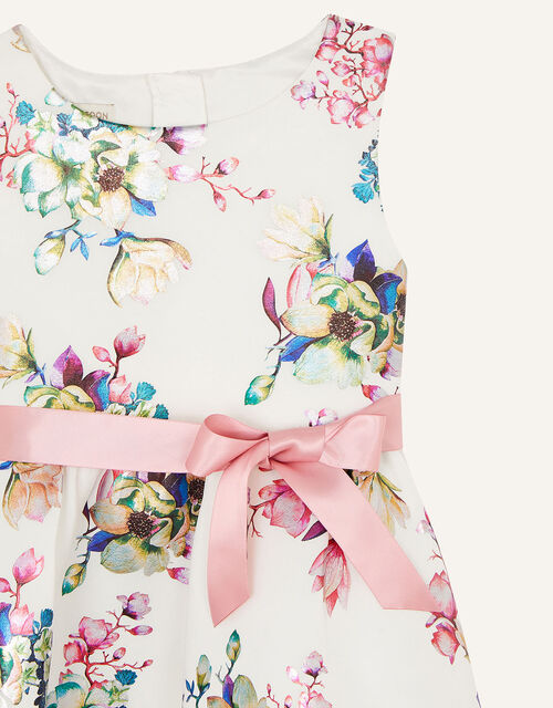 Foil Floral Scuba Dress Ivory