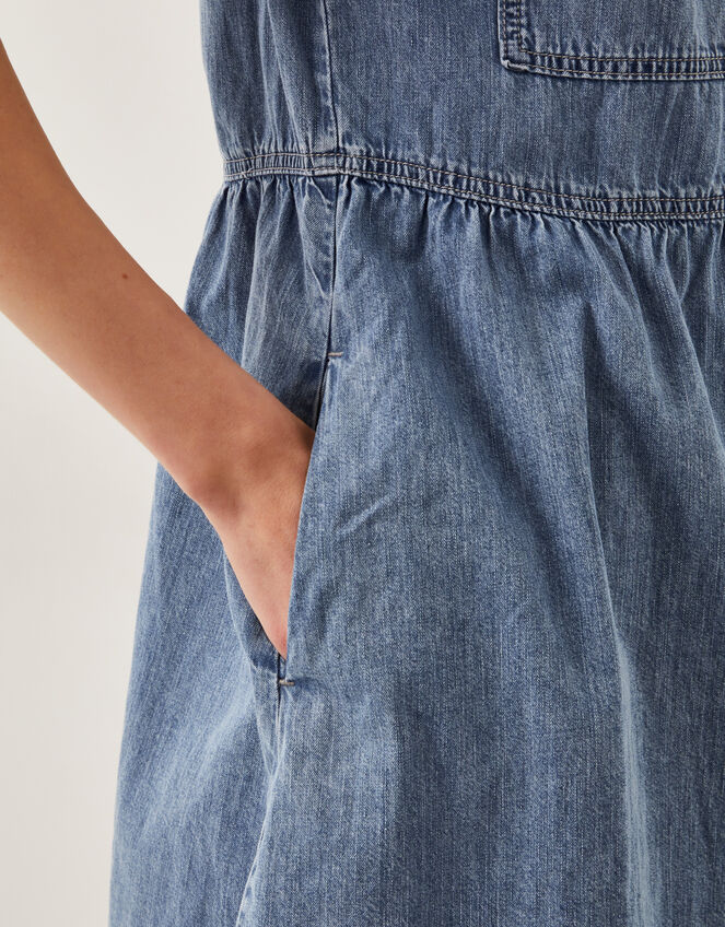 Adeena Zip Denim Mini Dress, Blue (DENIM BLUE), large