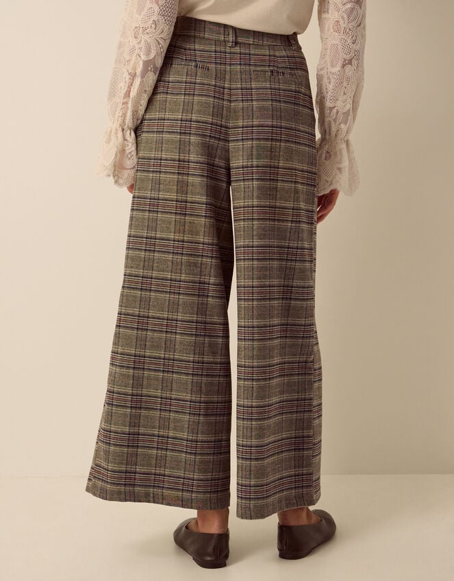 Kristin Check Print Wide Leg Trousers, Brown (BROWN), large