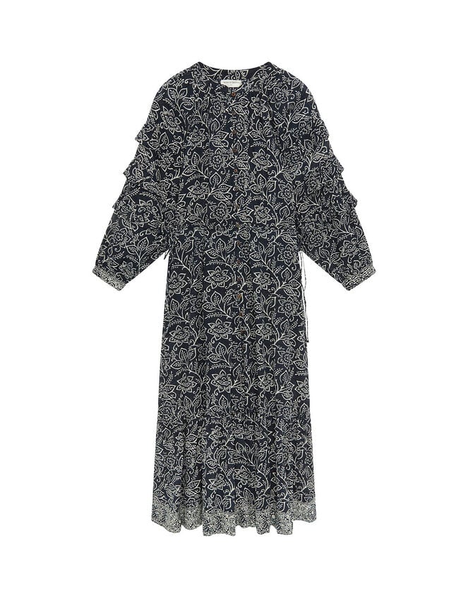Maison Hotel Carmencita Ruffle Midi dress, Black (BLACK), large