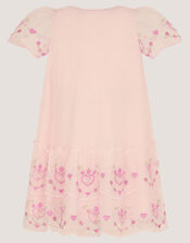 Baby Heart Embroidered Mesh Party Dress, Pink (PINK), large