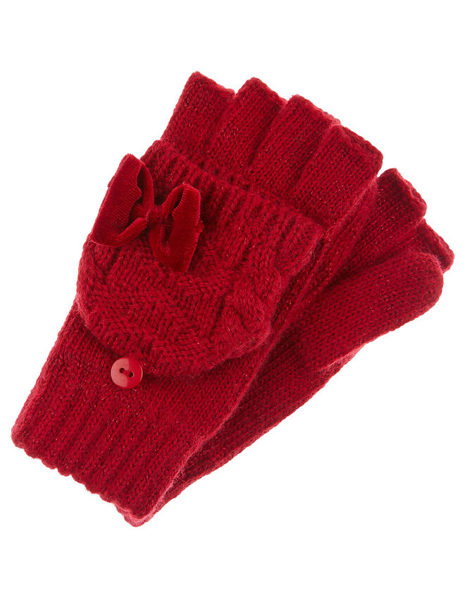 Ruby Bow Capped Gloves, Red (RED), large