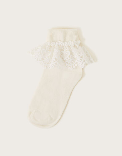 Heart Lace Socks, Ivory (IVORY), large