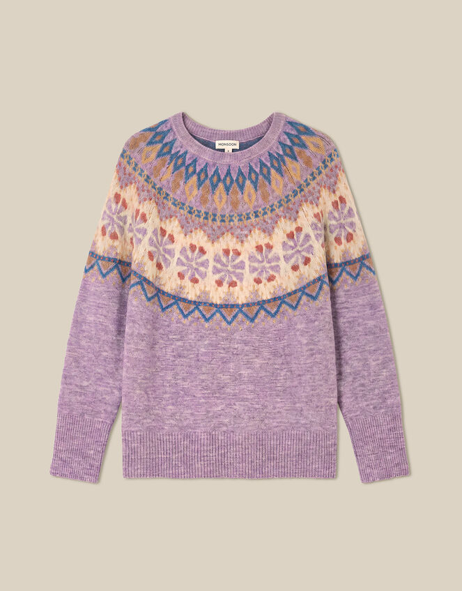 Frey Fair Isle Jumper, Purple (LILAC), large