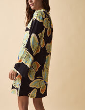 Clemence Aurelie Butterfly Mini Tunic Dress, Black (BLACK), large