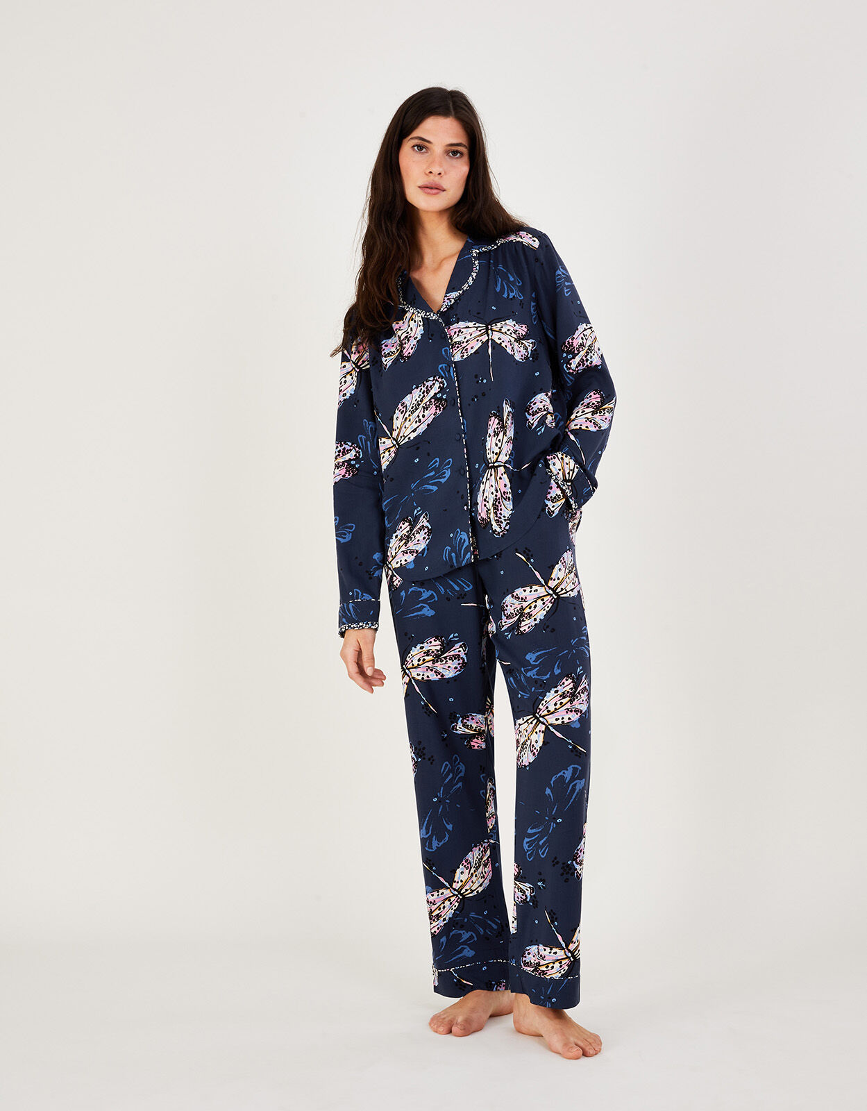Dragonfly Print Pyjama Set in LENZING ECOVERO Blue