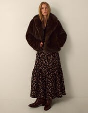 Monsoon x Queens of Archive Betty Short Faux Fur Coat​, Brown (BROWN), large