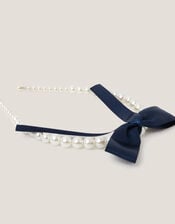 Pearl Ribbon Bow Headband, , large