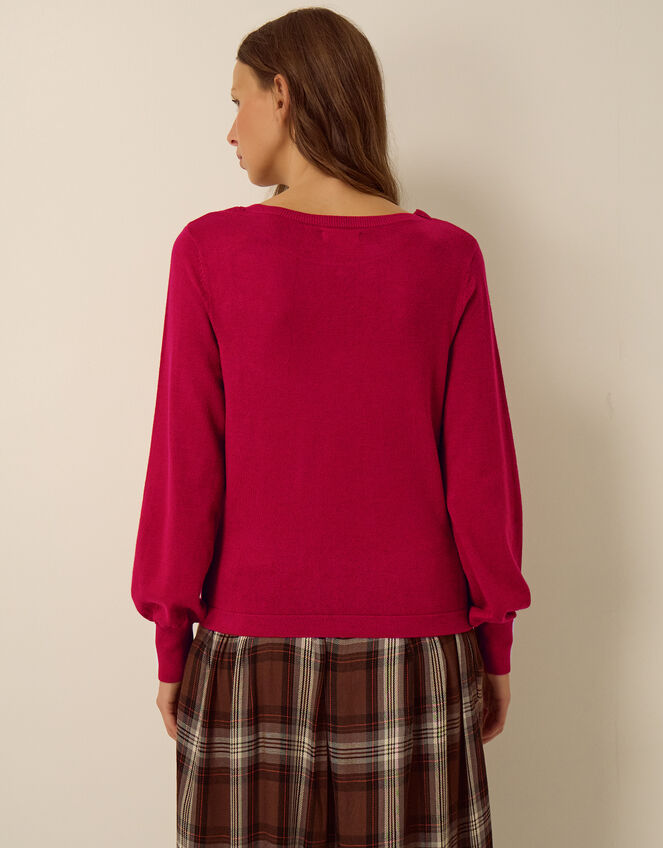 Beryl Button Sweater, Red (RED), large
