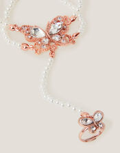 Pearl Butterfly Hand Chain Bracelet & Ring, , large