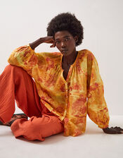 East Nikki Floral Print Blouse, Orange (RUST), large