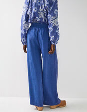 East Stephanie Crinkled Cotton Trousers, Blue (INDIGO), large
