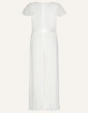 Lace Pleated Bridesmaid Jumpsuit, Ivory (IVORY), large