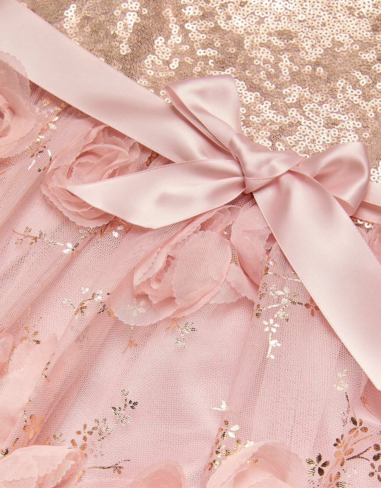 Baby Ella 3D Rose Sequin Dress Pink