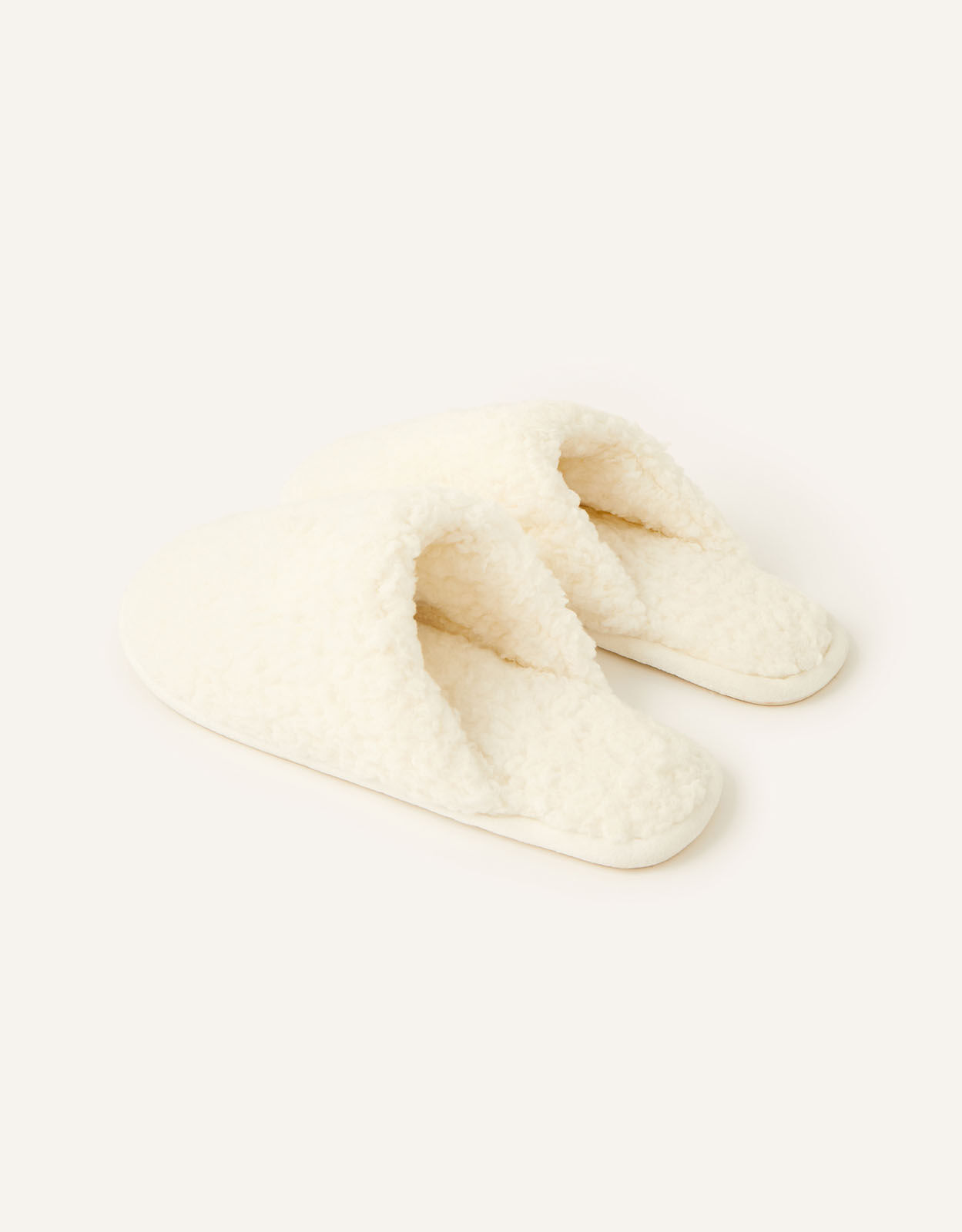 White fluffy mule slippers online