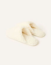Fluffy Mule Slippers, Ivory (IVORY), large
