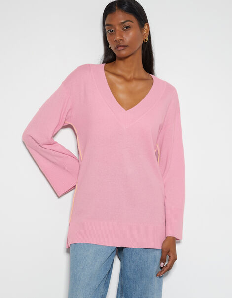 Cree V-Neck Cashmere Jumper, Pink (PINK), large