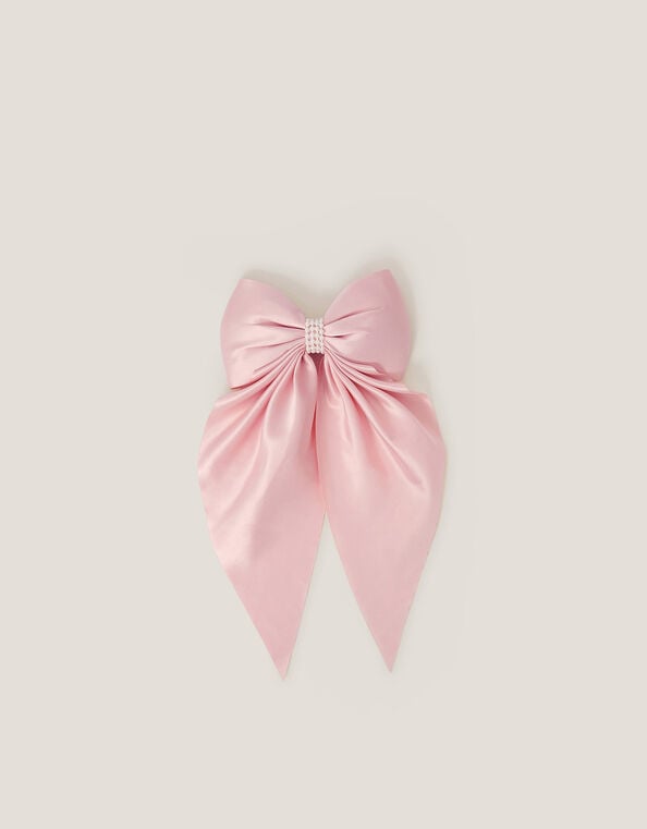 Satin Bow Bridesmaid Hair Clip, Pink (PINK), large