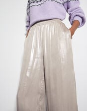 Lillie Metallic Wide Leg Trousers, Natural (CHAMPAGNE), large