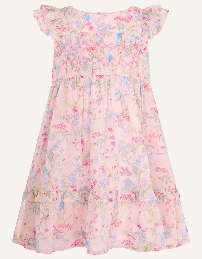 Baby Floral Chiffon Dress in Recycled Polyester, Pink (PALE PINK), large