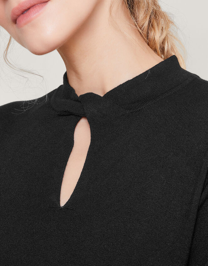 Twist Neck Sweater with LENZING™ ECOVERO™, Black (BLACK), large