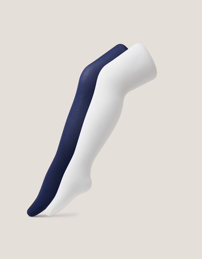 2-Pack Plain Tights, Blue (NAVY), large