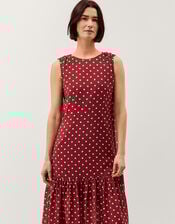Claire Polka Dot Midi Dress, Red (BERRY), large