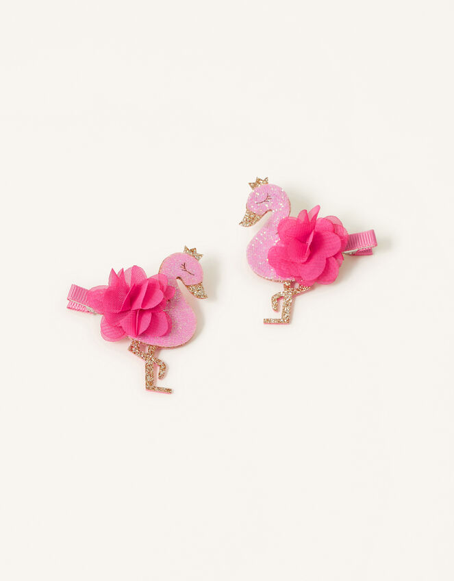 Flamingo Pom-Pom Hair Clip Twinset, , large