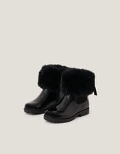 Faux Fur Chelsea Boots, Black (BLACK), large
