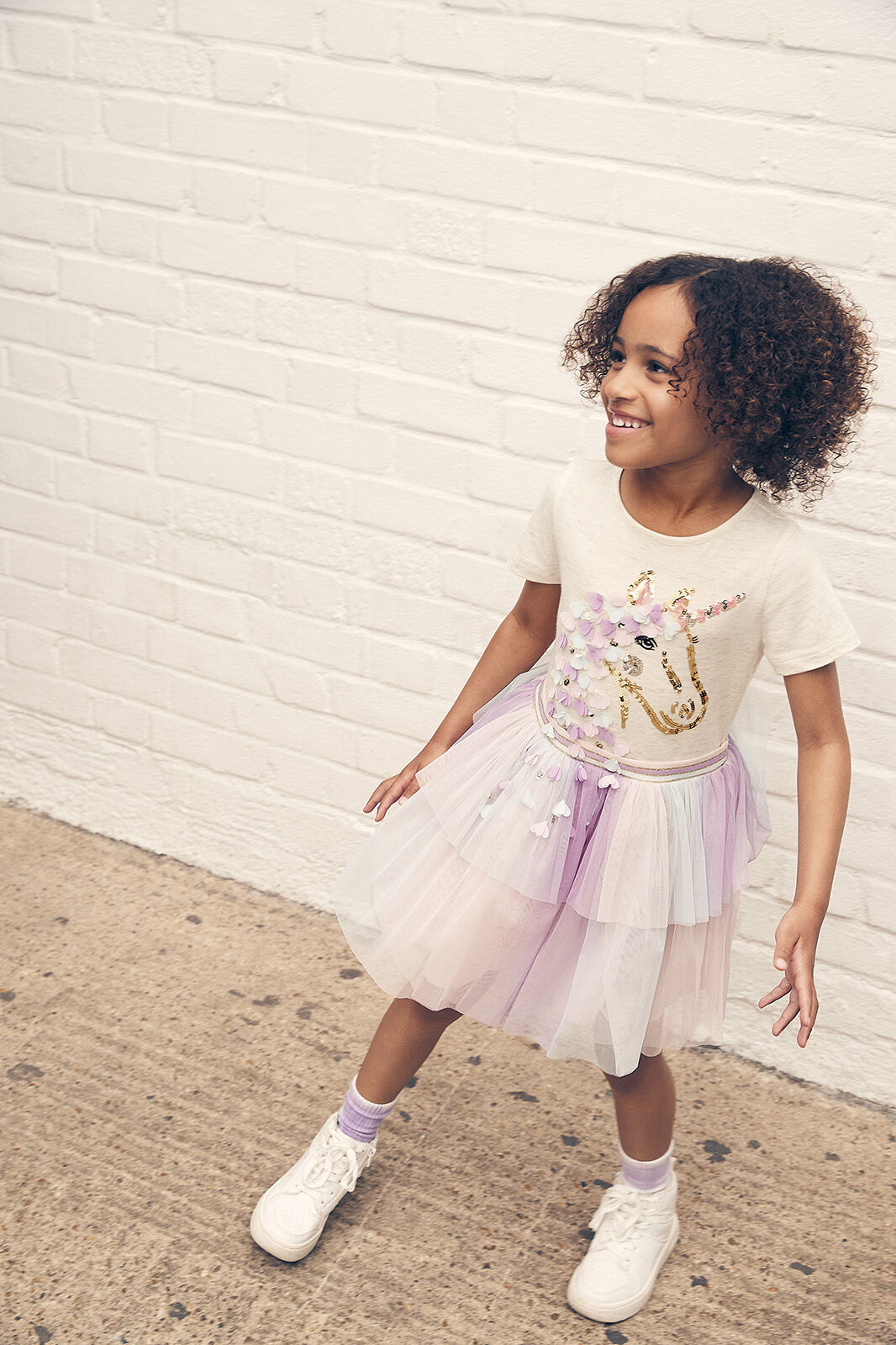 Unicorn Flower Disco Dress Ivory