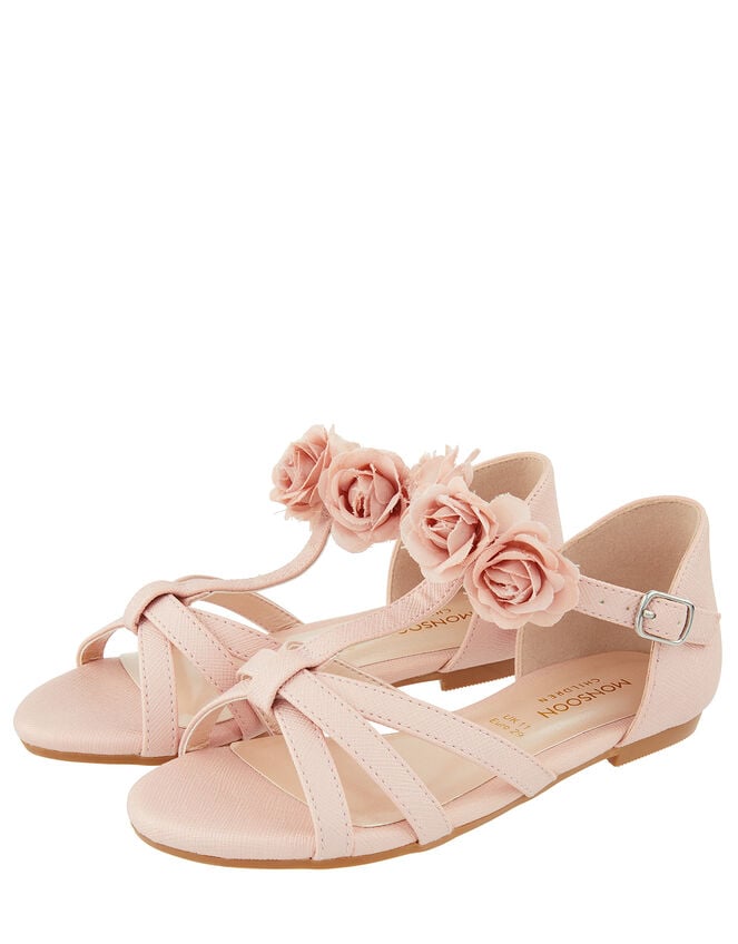 Ariah Flower Corsage Sandal, Pink (PALE PINK), large
