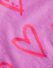 Heart Print Towelling Top, Purple (LILAC), large