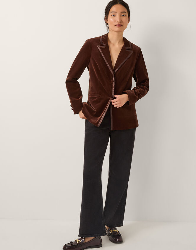 Mila Single Breasted Velvet Blazer, Copper (COPPER), large